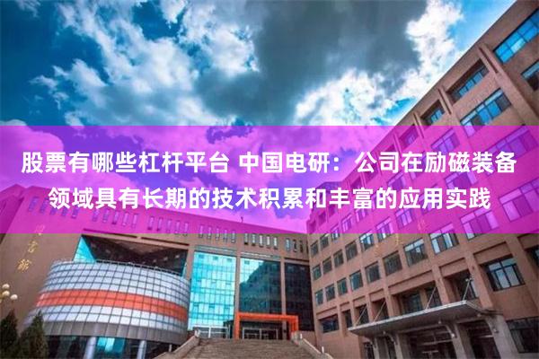 股票有哪些杠杆平台 中国电研：公司在励磁装备领域具有长期的技术积累和丰富的应用实践