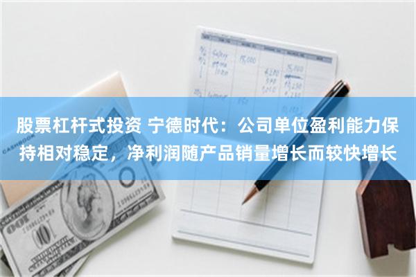 股票杠杆式投资 宁德时代：公司单位盈利能力保持相对稳定，净利润随产品销量增长而较快增长