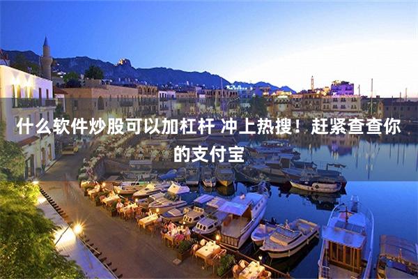 什么软件炒股可以加杠杆 冲上热搜！赶紧查查你的支付宝