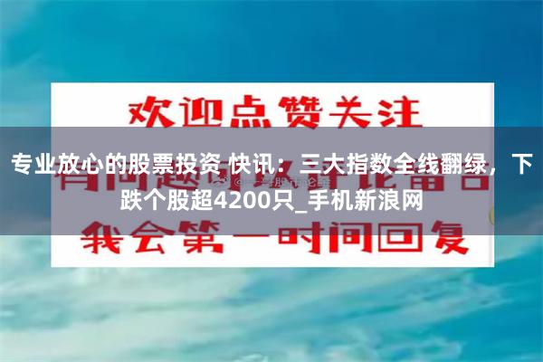 专业放心的股票投资 快讯：三大指数全线翻绿，下跌个股超4200只_手机新浪网