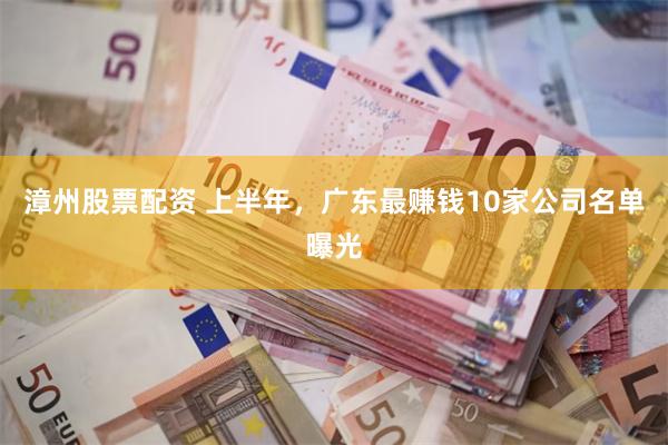 漳州股票配资 上半年，广东最赚钱10家公司名单曝光
