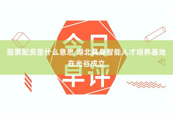 股票配资是什么意思 湖北具身智能人才培养基地在光谷成立