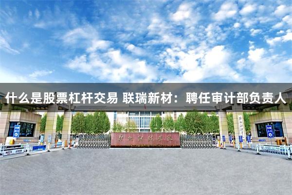 什么是股票杠杆交易 联瑞新材：聘任审计部负责人