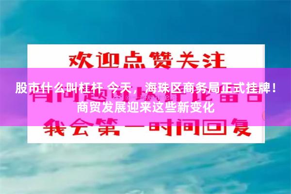 股市什么叫杠杆 今天,海珠区商务局正式挂牌!商贸发展迎来这些新变化