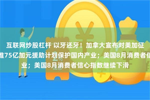 互联网炒股杠杆 以牙还牙！加拿大宣布对美加征反制关税，同步推75亿加元援助计划保护国内产业；美国8月消费者信心指数继续下滑