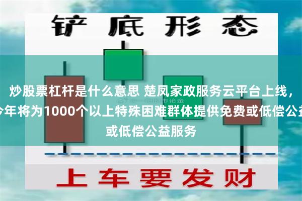 炒股票杠杆是什么意思 楚凤家政服务云平台上线，湖北今年将为1000个以上特殊困难群体提供免费或低偿公益服务