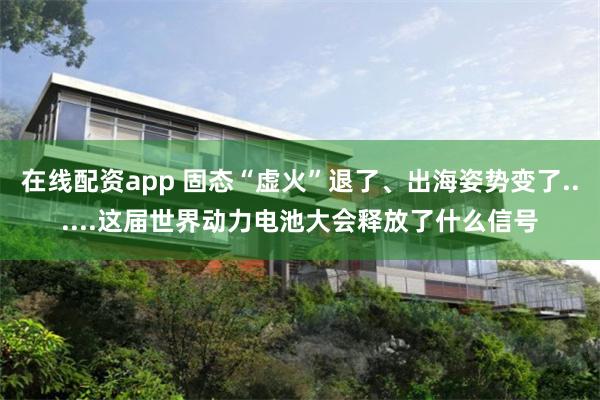 在线配资app 固态“虚火”退了、出海姿势变了......这届世界动力电池大会释放了什么信号